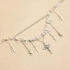 Gothic Cross Necklace Chain Simulation Pearl Beaded Layered Accessories