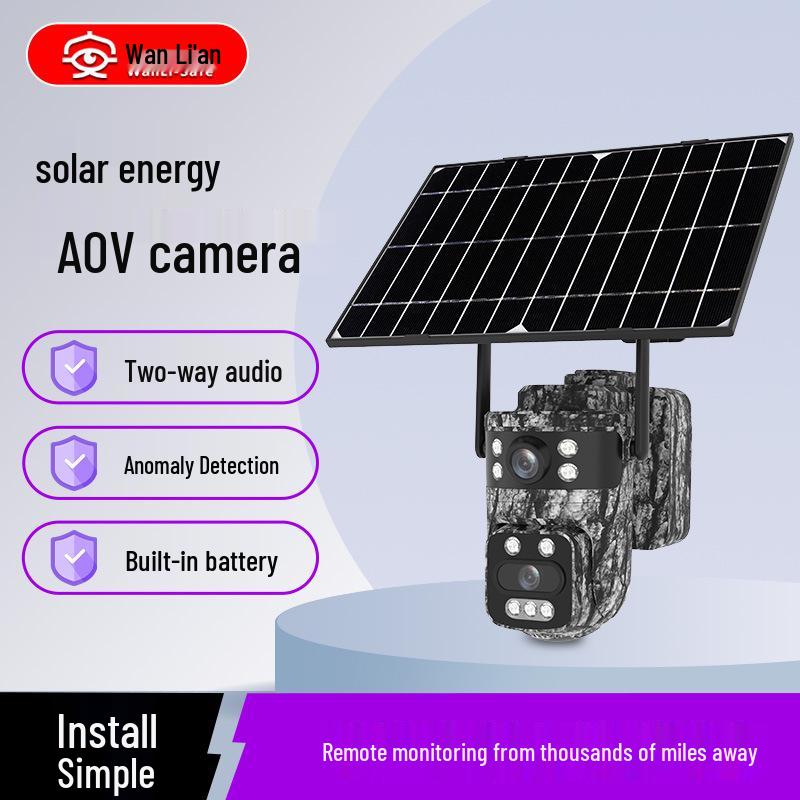 AOV Outdoor Solar Camera: 24/7 Recording, Waterproof, Wireless Monitoring.