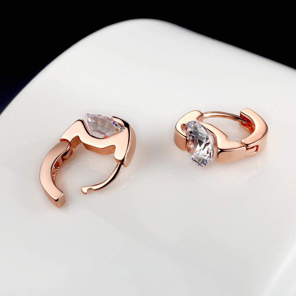 Orecchini Classici Brillanti in Zirconia Cubica da Donna Colore Oro Rosa Carini Mini Accessori per Orecchie Lobe Gioielli alla Moda E547