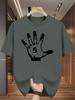 Unisex White Crew Neck Tee Hand Print Number Five Pattern Oversized Short Sleeve Unisexs Summer Streetwear Casual Daily Basic Wear Top