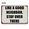 Stay Over There Aluminum Sign Vintage Neighbor Humor Yard Farmhouse Wall Decor Plaque