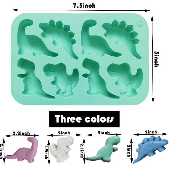 2Pcs Silicone Dinosaur Molds - Chicken Nugget, Popsicle & Chocolate Candy Maker -Non-Stick, Suitable for Children's Snacks, Parties, and Creative
