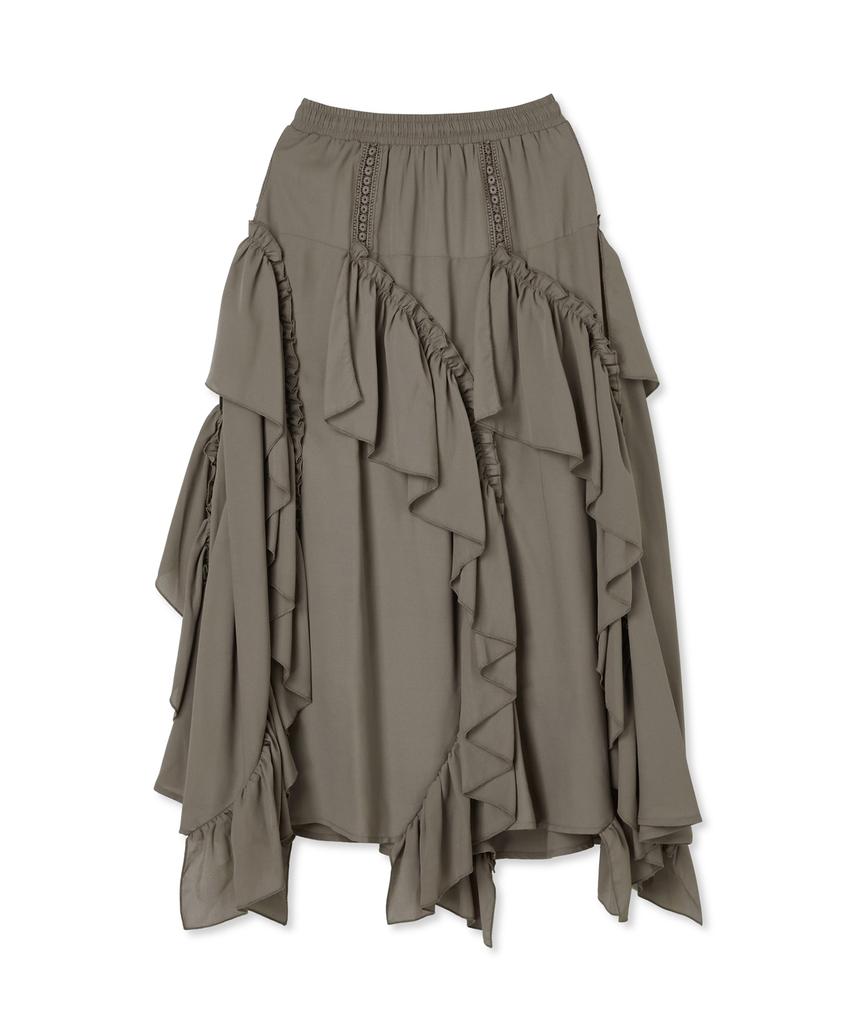 Penfield Boho Chic Diagonal Frill Skirt Brown_Fs2Ws89F