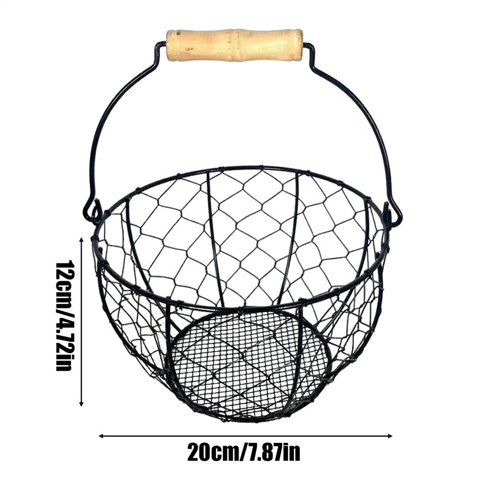 

Egg Gathering Basket Metal Kitchen Storage Holder Kitchen Basket Chicken Egg Collector For Kitchen Pantry Organization Home чорний