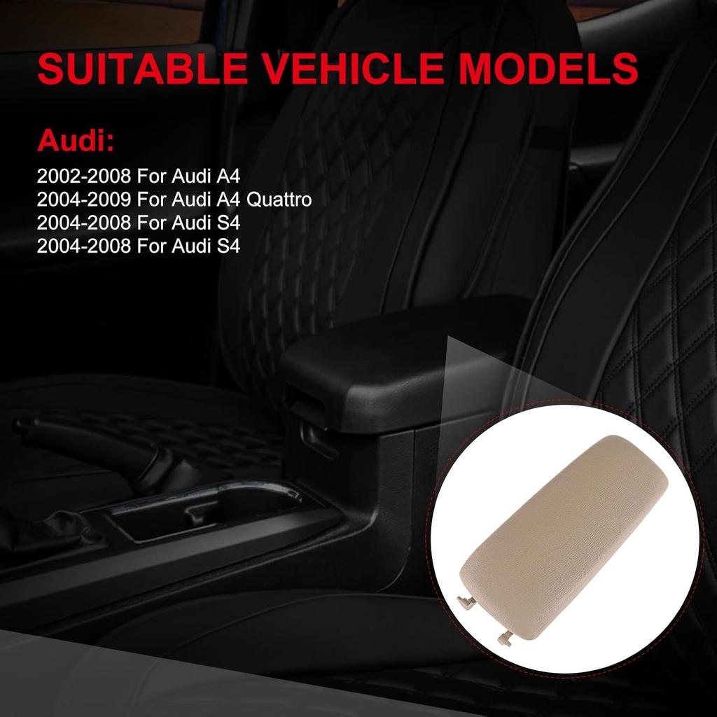 cciyu Armrest Center Console Lid Cover + Base Beige Armrest Covers Replacement fit for 2000-2008 For A4 A6 S4