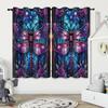 Dragonfly Pattern Glass Painted Blackout Curtains - Thickened Polyester, High Precision Sun Protection