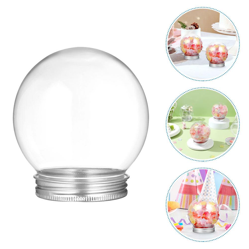 9Pcs DIY Snow Globe Kit Plastic Candy Jars with Screw Off Caps for Winter Snow Globe Craft Making Water Globes Ornament