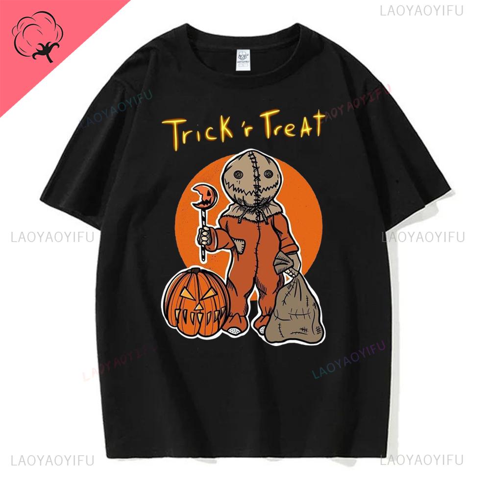 Retro Halloween Pumpkin Cotton T-shirt Men Women Autumn Spooky Season Holiday Top Tee Shirt Funny Halloween Party Tshirt