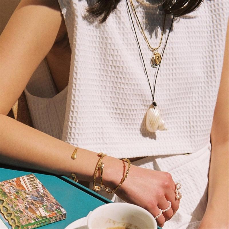 Adjustable Shell Necklace 120cm PU Leather Cord Clavicle Chain Coastal Style Accessory Stylish Neckchain Accessories