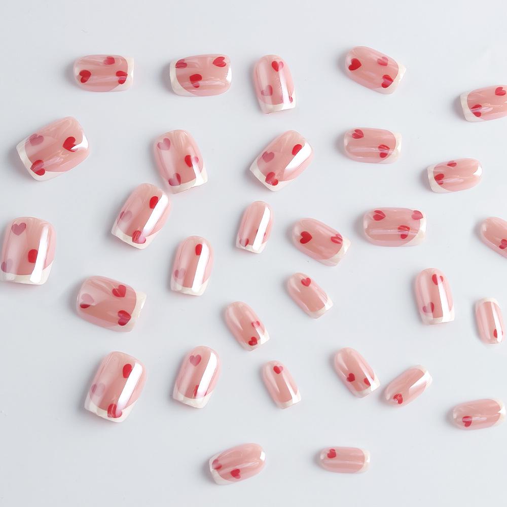 30 Valentine's Day Heart-Shaped Two-Tone Pink Nail Art Tips