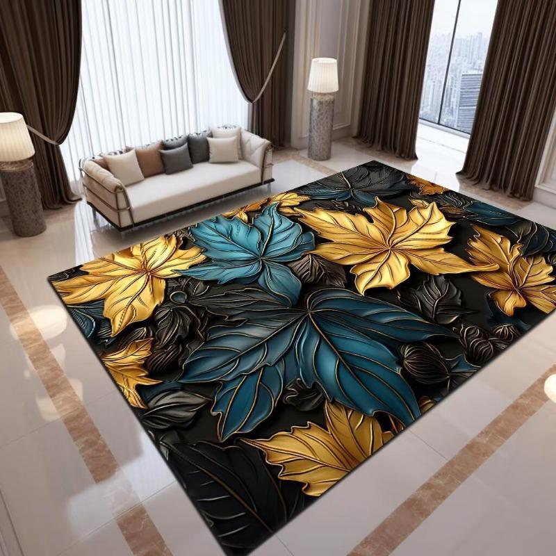 Luxury Ginkgo Biloba Printing Large Area Rug Non-Slip Wear-resistant Carpet for Living Room Bedroom Soft Floor Mat Home Decor