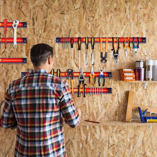 BestBuy Magnetic Tool Bars, Magnetic Tool Holders, Magnetic Tool Bars, Set of 6, 460mm, Metal, Wall-Mounted Tool Holder for Wrenches and Pliers, Garag