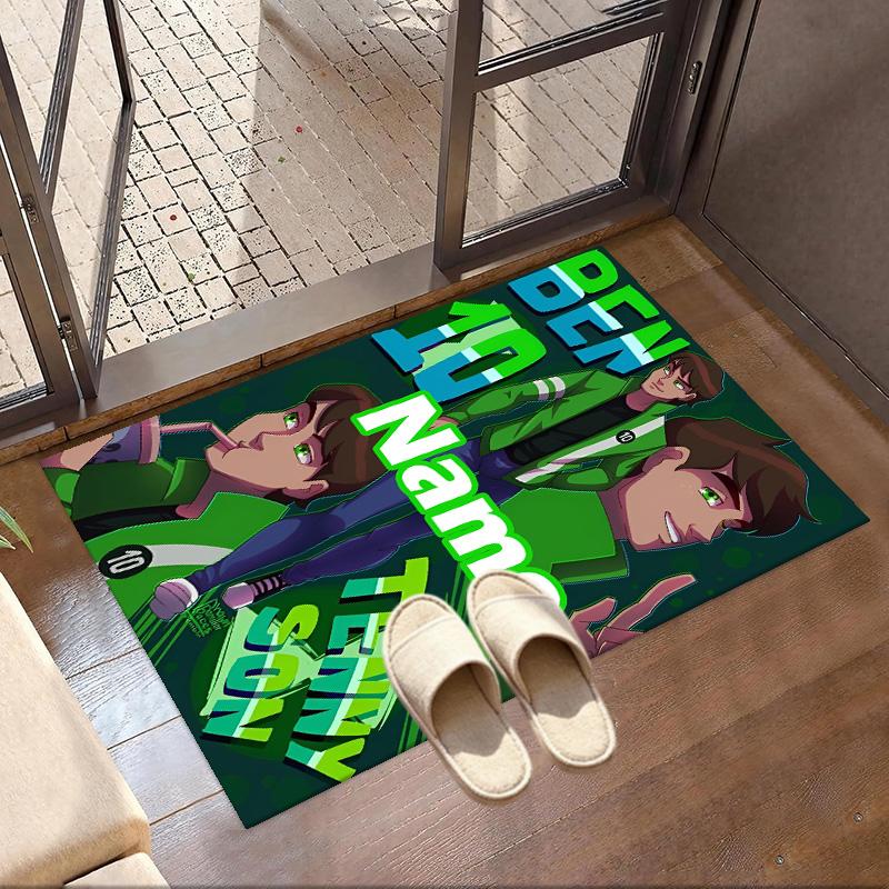 Custom Name Personalized Ben 10 Cartoon Print Carpet, Versatile Home Decor Rug, for Playroom, Apartment, Balcony, Entryway, Hallway Gift