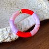 Neue gespleißte Bambusrohr Acryl Runde Armreifen für Damen Herren Mode Smuding Geometrische Armbänder Elastischer Armreif Partner Schmuck X