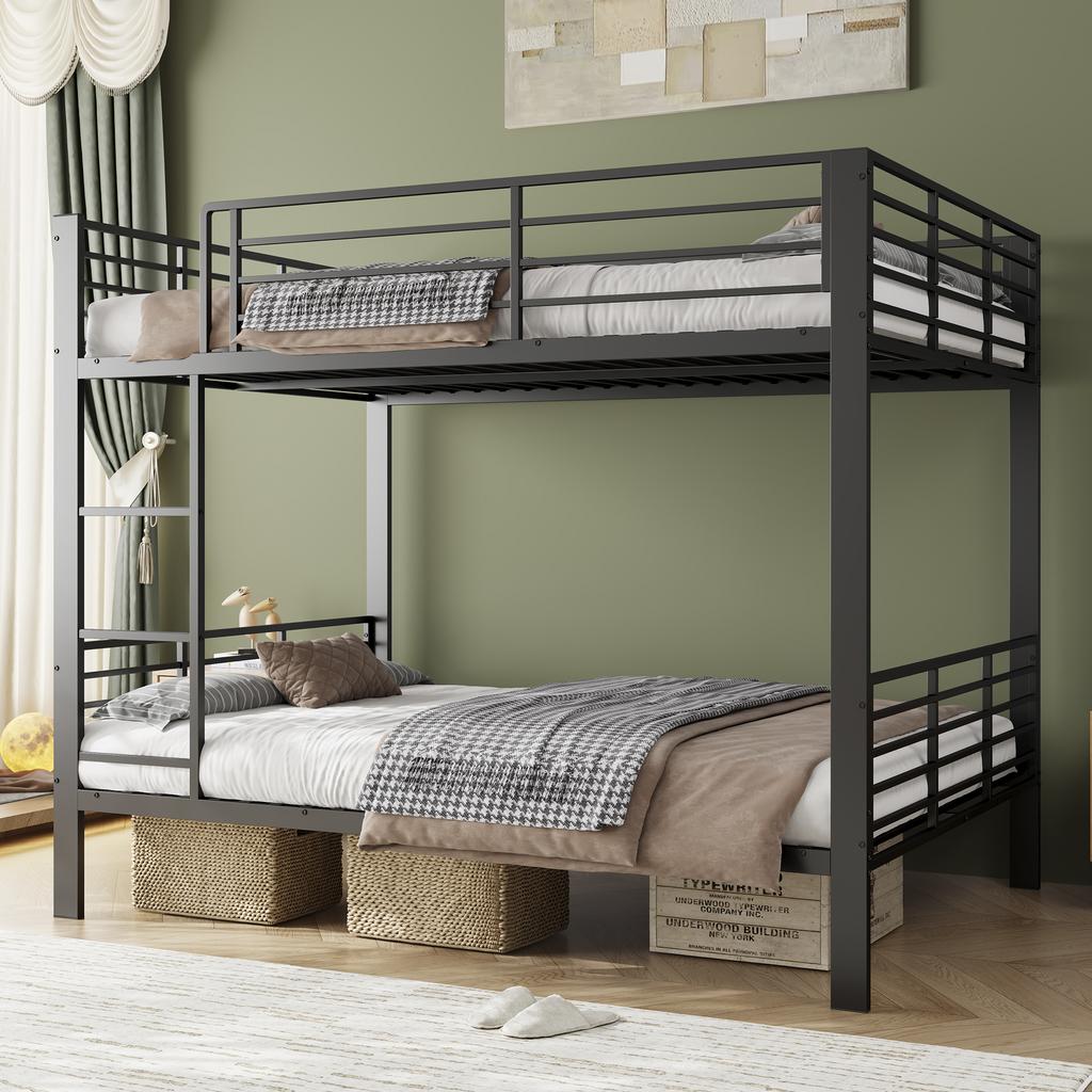 Litera maciza 140x200 metal, litera para adultos, extremadamente estable hasta 400 kg, sin chirridos, ideal para piso compartido y alquiler vacacional, negro