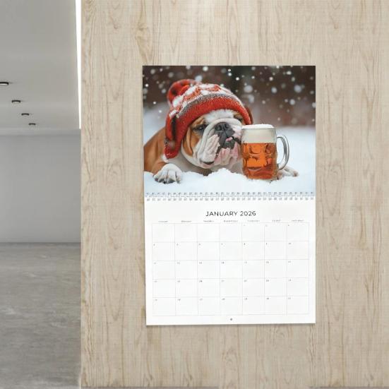 2026 Bull Dogs And Beer Wall Calendar Jan. 2026 - Dec. 2026 12-Month Calendar