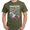 Unisex Shirt Cotton Oversize Large Size JOHN LENNON T-SHIRT, Imagine Guitar Peace Hippie Psychedelic Tee Top