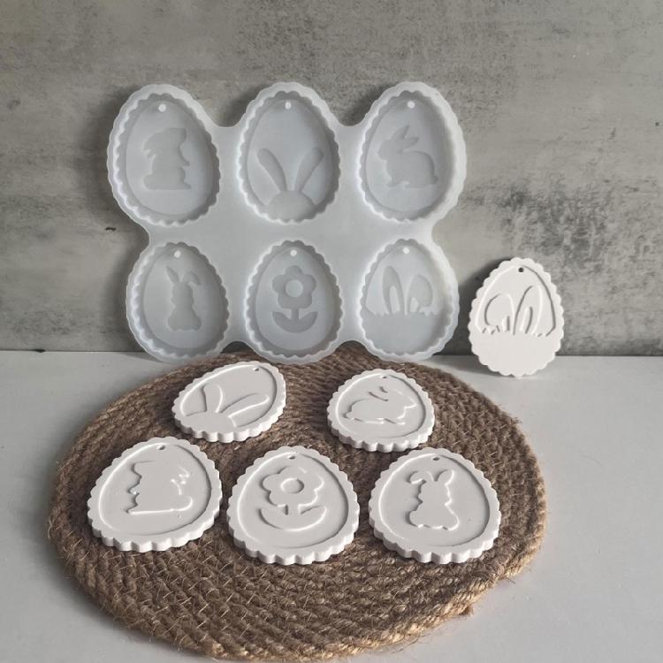 Easy Release Silicone Mold for Rabbit Eggs Pendant Handmade Easter Keychain Accessories Mould Handmade Craft Supplies