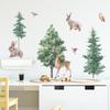 Cartoon Forest Deer Wall Stickers with Pine Trees, Removable Decals for Kids Room Nursery Kindergarten Decor