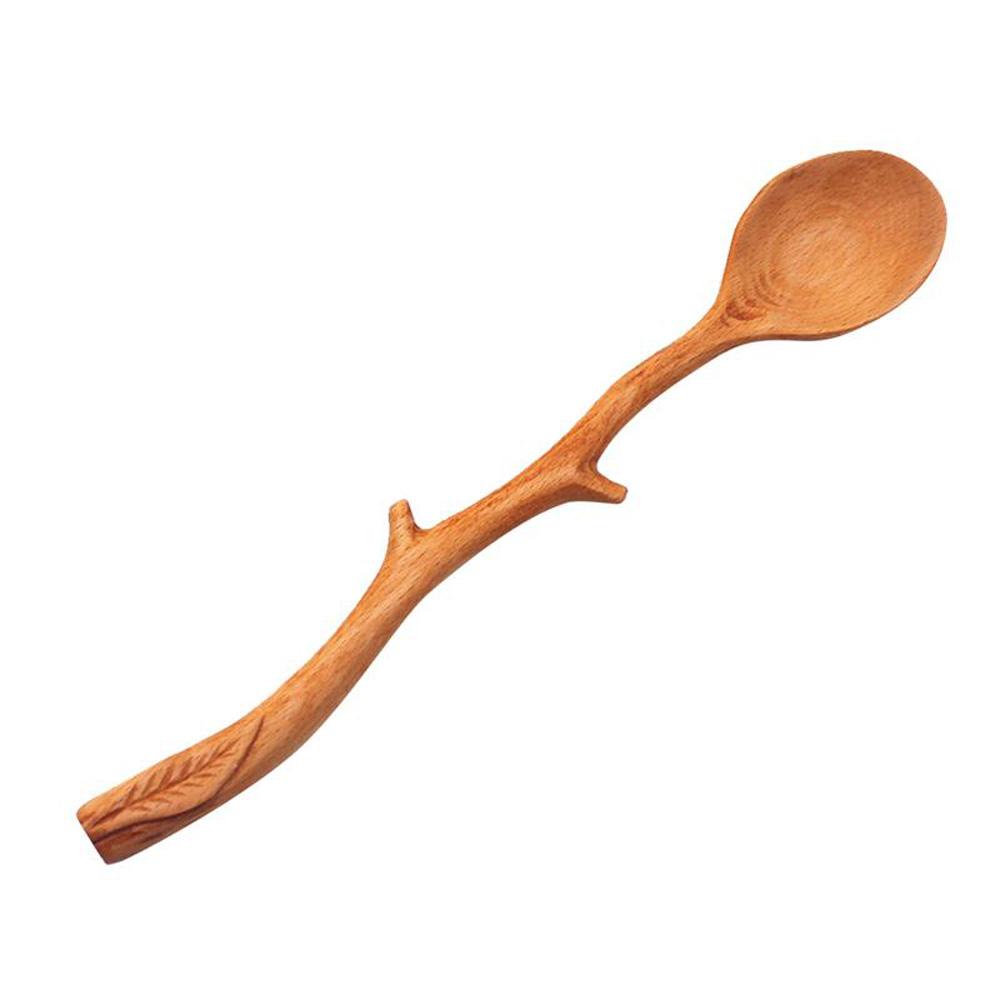 Japanese Style Tableware Mixing Flatware Soup Spoon Stirring Spoon Kitchen Utensil Wooden Spoon
