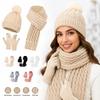3Pcs/Set Windproof Knit Beanie Snood Set Thicken Scarf Neck Warmer Suit  for Men Women