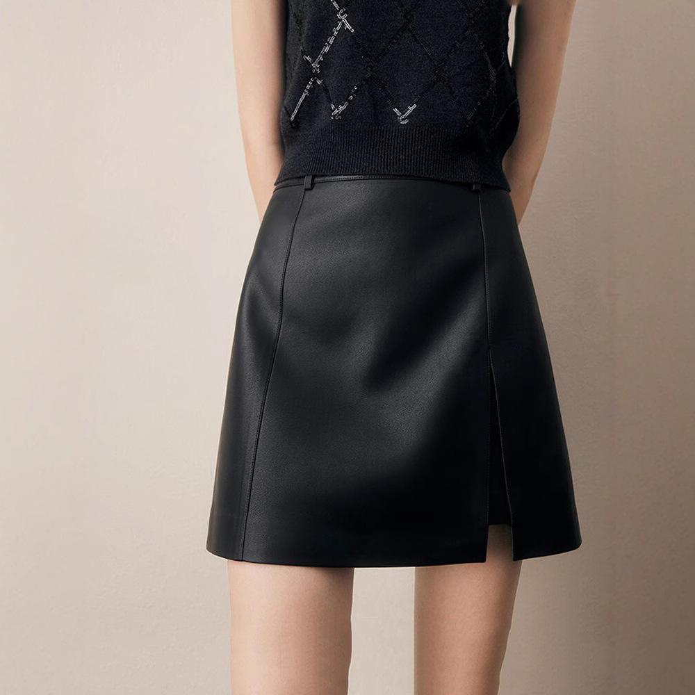 Damen Retro A-Linien Lederrock mit Schlitz - Petite Sommer 2025 Edition