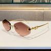 Stylish Frameless Metal Diamond-shaped Sunglasses for Women, High-end UV Protection Sunglasses