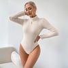 2024 Autumn/Winter European & American Women's High Neck Slimming Bodysuit - Long Sleeve, Elegant Base Top