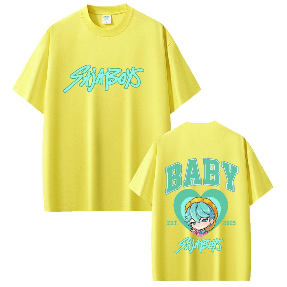 Film Kpop Dämonenjäger Saja Boys Doppelseitiger Druck T-Shirt Männer Frauen Kleidung Mode Cartoon Trend Übergroße Streetwear Oberteile