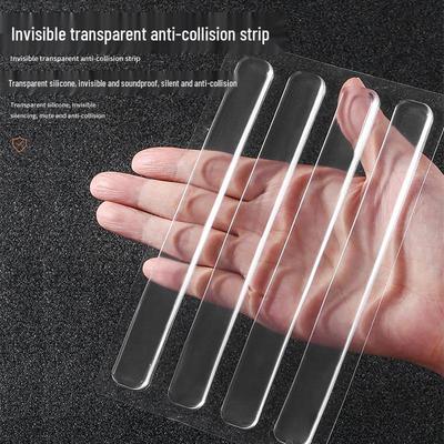 Silicone Anti-Collision Door Protector: Punch-Free, Silent, Self-Adhesive, Transparent, Non-Slip, Soundproof Pad.