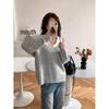 2024 Women's Elegant V-Neck Pullover Sweater & Korean-Style Vest Two-Piece Set for Autumn/Winter