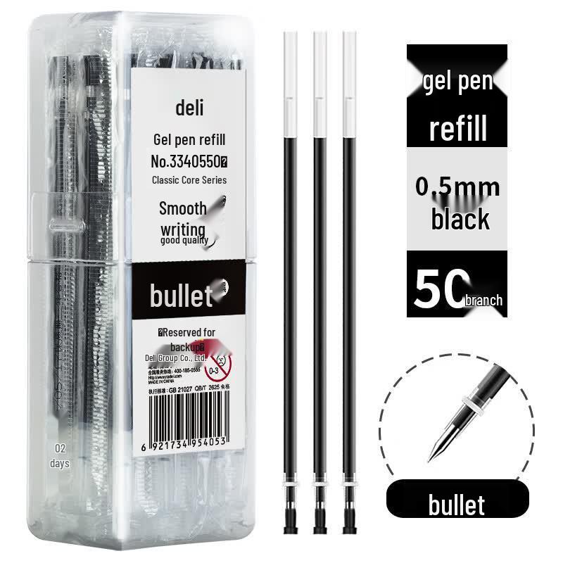 Deli 33405 0.5mm Black Gel Pen Refills
