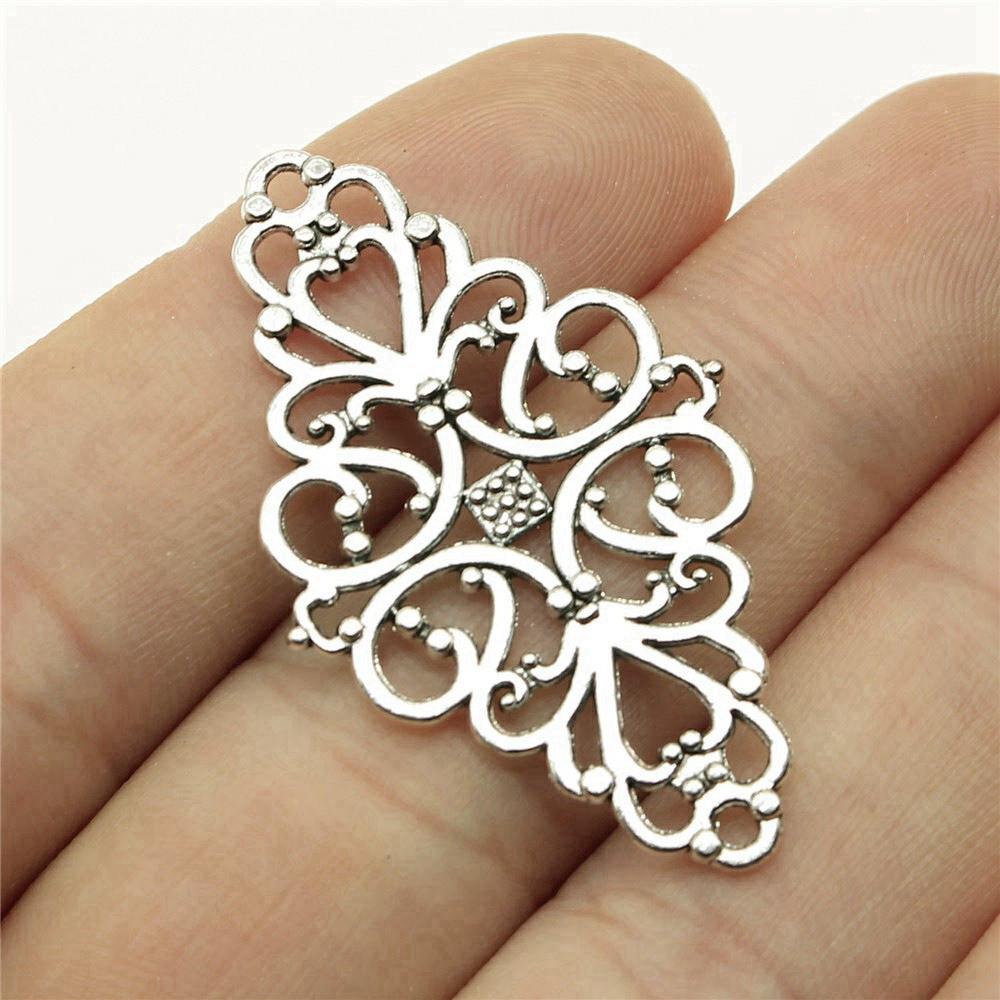 Flower Petal Connectors Botanical Themed Antique Bronze Zinc Alloy Jewelry Making Connect Charms Extender Connectors