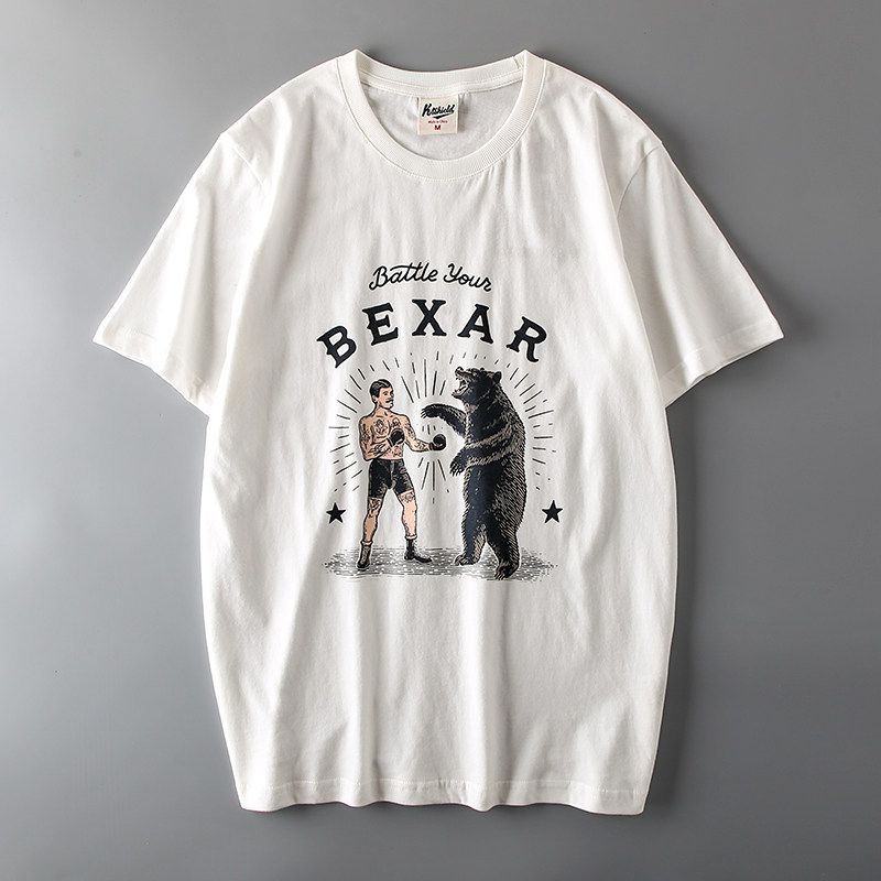 Export Tail Single Men s Cut Label Cattle Goods Fashion Fashion Brand T-shirt Short Sleeve Hong Kong Style Export American Street Retro T-shirt White L