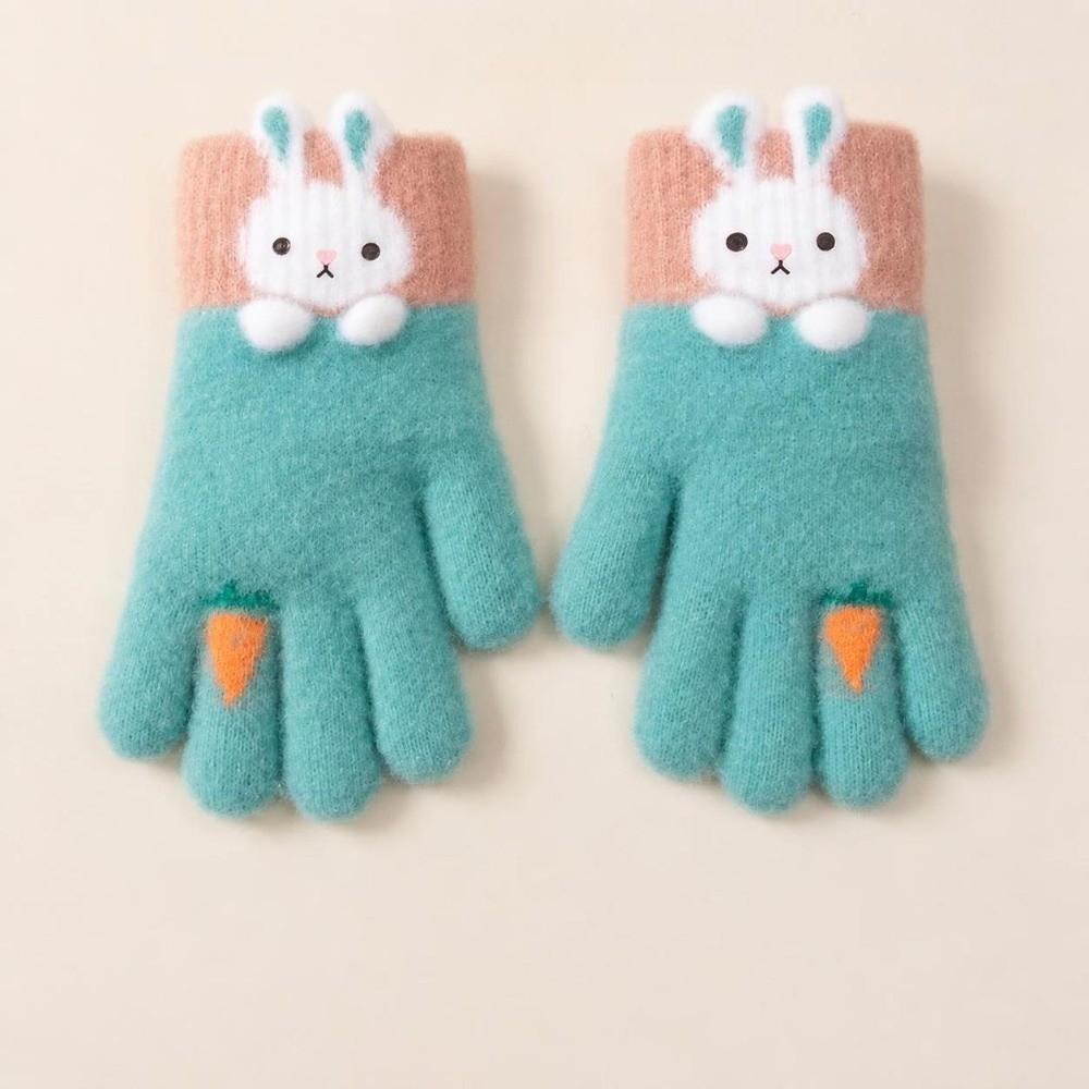 High Elasticity Cartoon Rabbit Gloves Windproof Kids Hand Warmers Knitted Gloves  For Kids