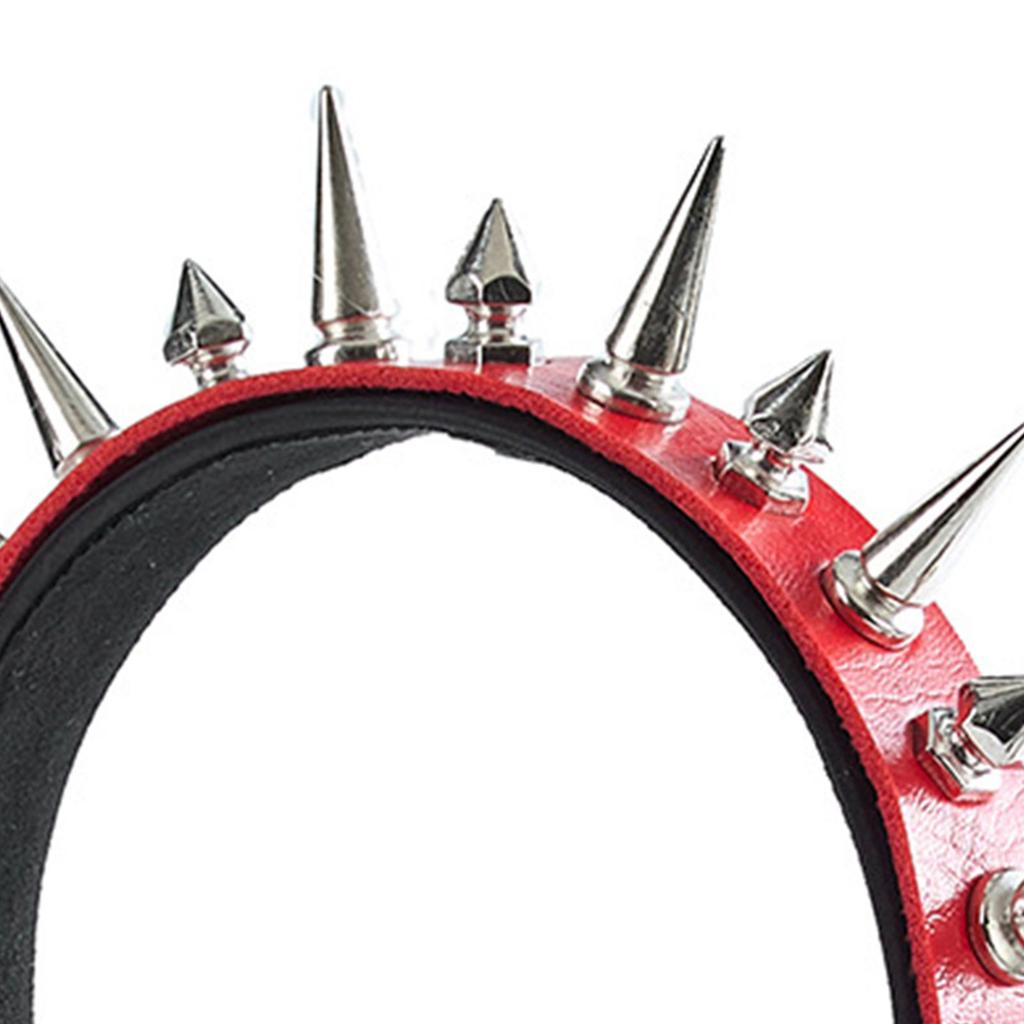 Rebellious Red Faux Leather Headwrap With Silver Spikes Punk Hair Accessories For Teens Adults Festivals