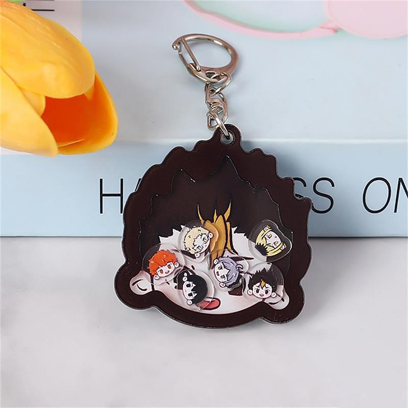 

Anime Haikyu Volleyball Boy Cute Characters Acrylic Shaking Car Keychains Pendants Bag Ornaments Couple Accessories Toys Gifts