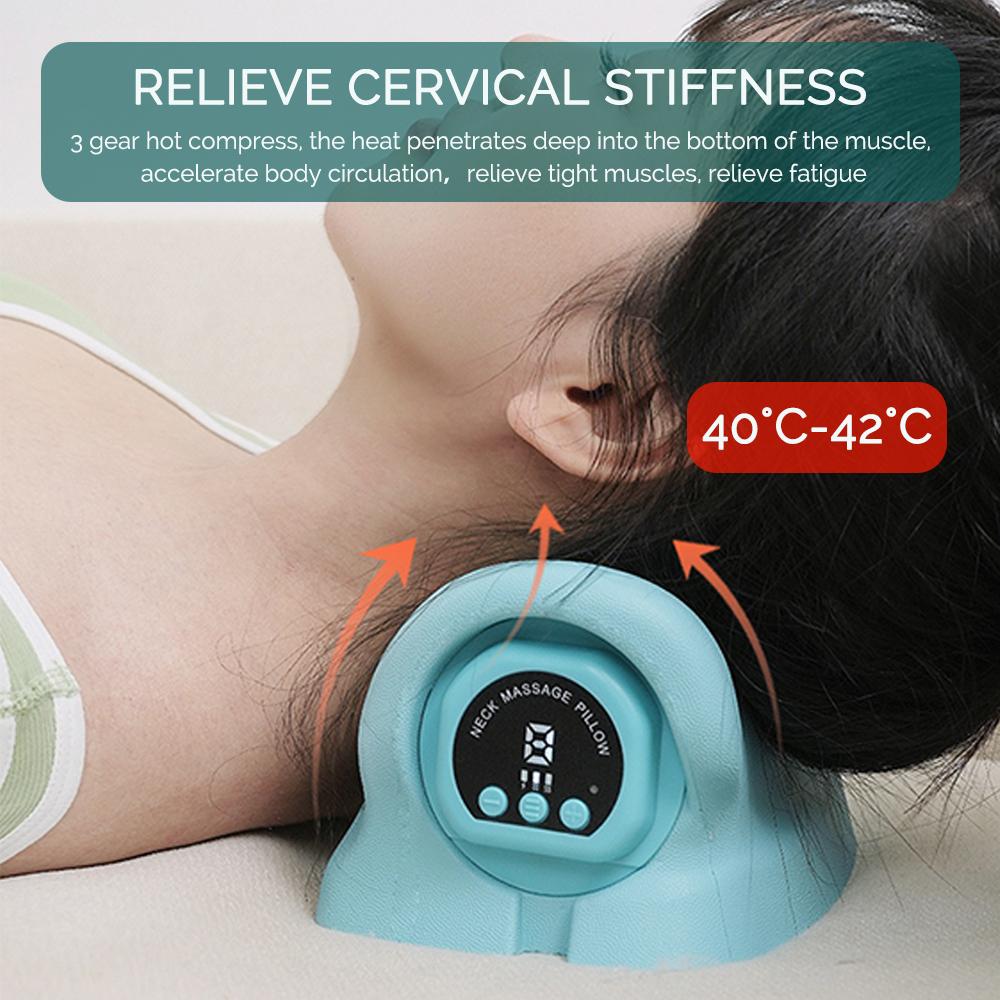 Electric Neck Massager EMS Cervical Spine Stretch Massage Pillow High-frequency Vibration Neck Cervical Acupoint Massage Machine