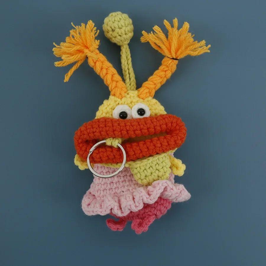 Lustige Häkel-Schlüsselanhänger Stricken Niedliche Wurstmund-Puppe Schlüsselhalter Nützliche Gestrickte Aufbewahrungstasche Schlüsselanhänger Für Autoschlüssel Großhandel
