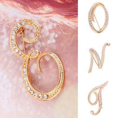 Mode Name Kristall Brosche Anstecknadeln Anfangsbuchstaben Strass für Frauen Geschenk Männer Schmuck