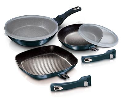 Set Of 3 Granite Frying Pans Berlinger Haus Bh-7049 Aquamarine