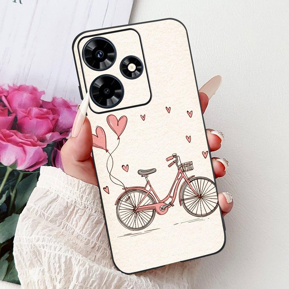 For Infinix Hot 30 Play 30i Hot30 4G Elegant Floral Cat Phone Case For Infinix Hot 30 30Play Hot30i Black Silicone Soft Cases