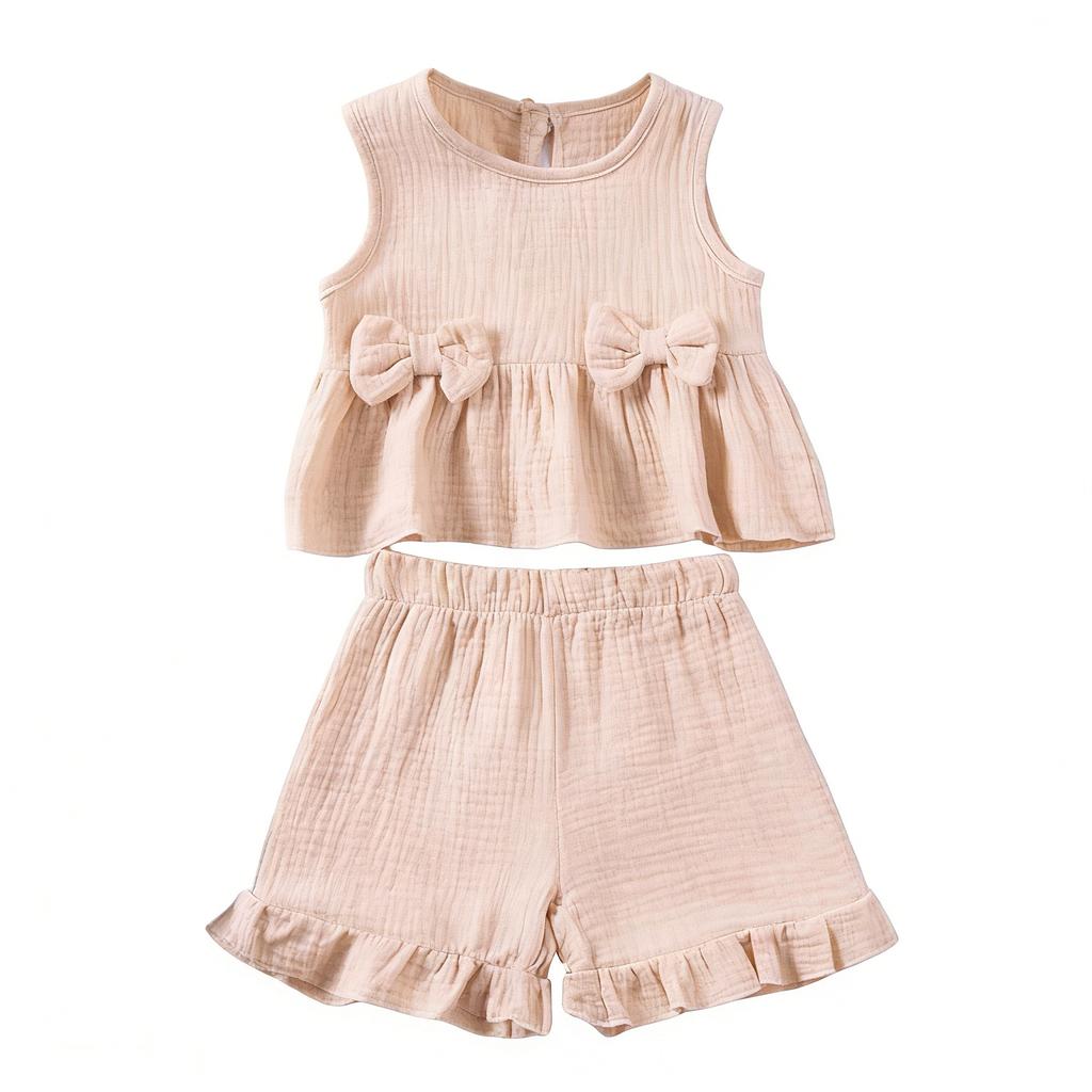 Children's Sweet Set Cute Vest Shorts Girls Sleeveless Casual Two-Piece Set