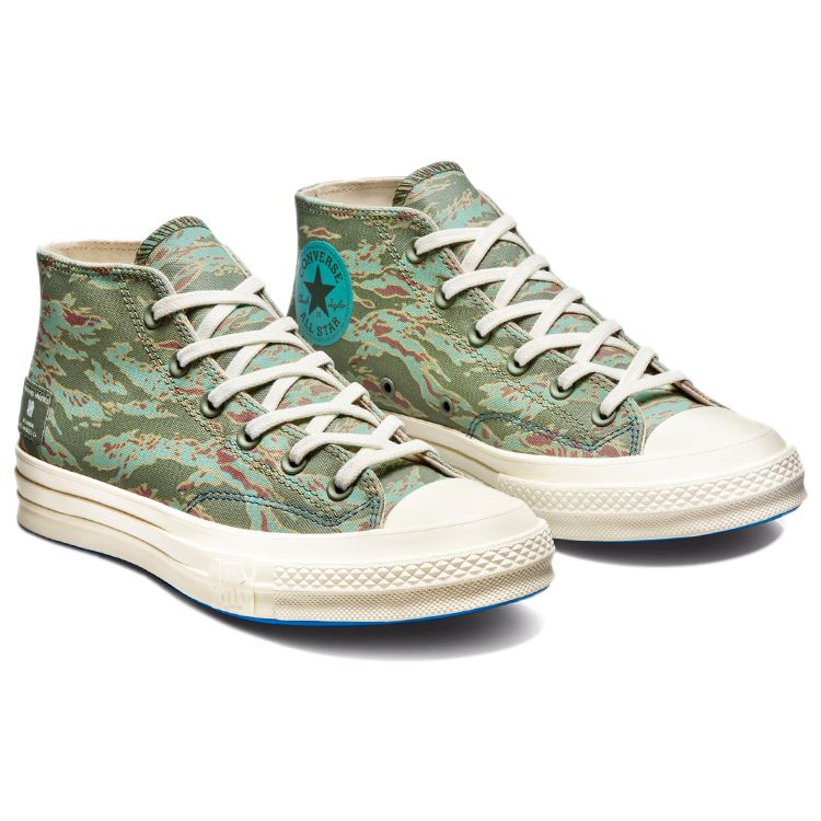 Undefeated x Converse Half Chuck 70 Mid Tiger Camo Print Unisex Sneakers Grün Sea-Spray Fossil 172397C