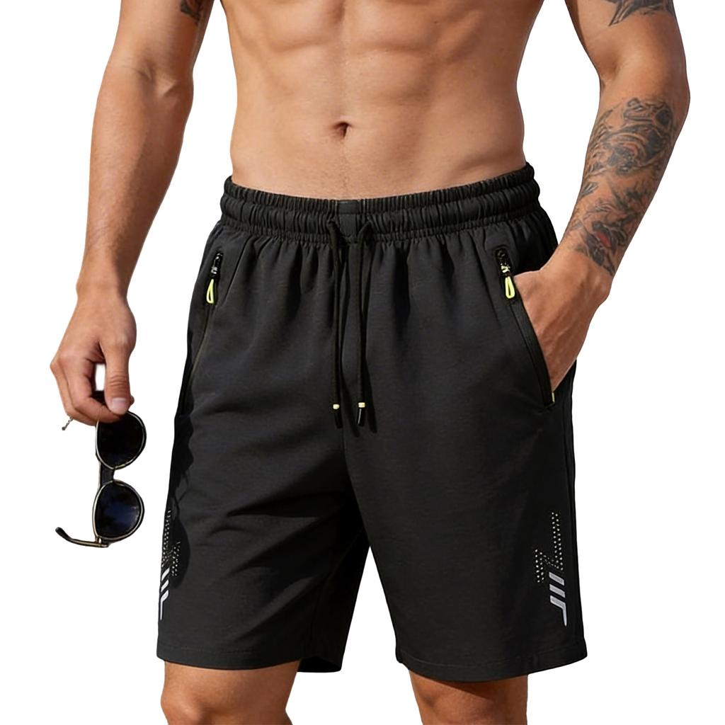Men Athletic Shorts with Drawstring Waist Zipper Pockets Lightweight Breathable Quick Dry Sportswear for Training Running Gym Workout