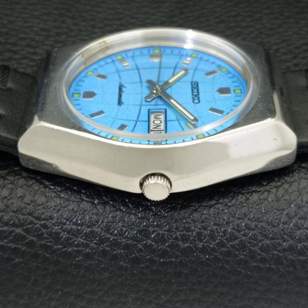 AUTOMATIC 6309A VINTAGE SEIKO JAPAN MENS SKY BLUE COLOR DIAL WATCH A701536-5 R206b-a701536