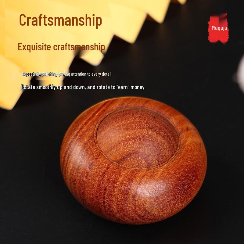 Red Sandalwood Handcrafted Health Ball Massager - Elderly Gift, Large Rosewood Flying Saucer Design