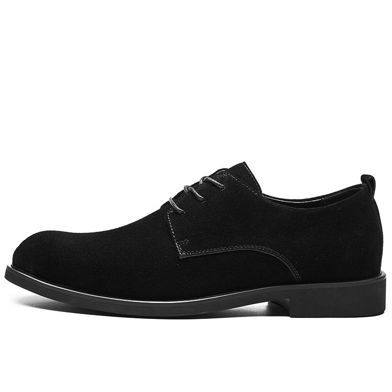 

2025 мужская повседневная обувь большого размера, модная молодежная корейская версия, модная универсальная кожаная обувь, деловой стиль 38 чёрный