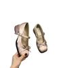 Fashion Hot Selling  Bow High Heels 2025 Spring  New Square-headed Silk Ribbon Buckle Single Shoes Shallow Thick-heeled Women's Shoes