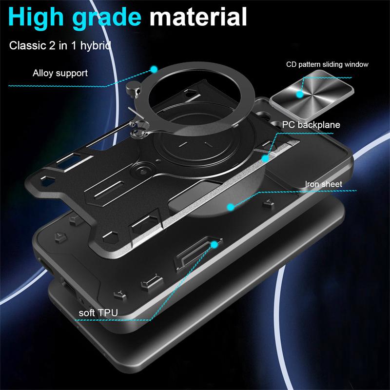 For Xiaomi Poco X7 Pro Case Armor Magnetic Ring Holder Slide Lens Shockproof Cover for PocoX7 Pro Poko Pocco Little X7Pro Funda